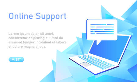 Vector illustration of a web page background. Blue geometric pattern for online help web page design. Concept web page for help support with geometric gradient motifs template.のイラスト素材