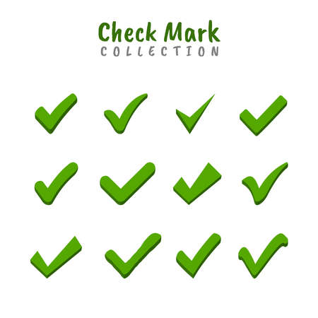 Collection of check mark icons. Suitable for design elements from general elections, survey and approval status. Vector collection of check mark symbols for design purposes.のイラスト素材