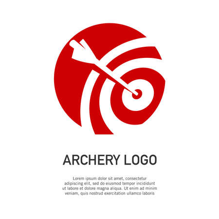 Vector illustration of archery target logo in negative space style. Perfect for the design element of a clean and modern company logo. Arrow and target logo template.のイラスト素材