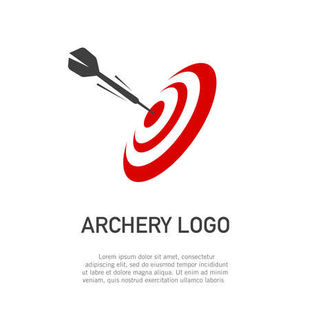 Vector illustration of arrow logo hitting the target. Suitable for design element of company logo, symbols of efficiency, and accuracy.のイラスト素材