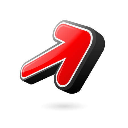 Vector illustration of a 3D rounded arrow pointing up-right direction. Perfect for design elements from infographics, directions, and important information.のイラスト素材