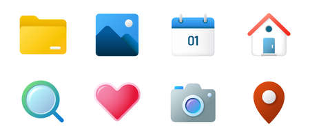 Colorful modern essential icon set in gradient style. Suitable for design element of app, user...