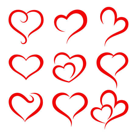 Collection of heart shape ornament. Perfect for design element of gift card, invitation, and wedding frame template.のイラスト素材