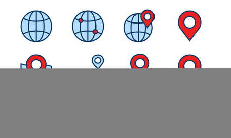 Navigation and map direction icon. Navigator app icon element like locator, map, and route. Perfect for design icon element of GPS user interface.のイラスト素材