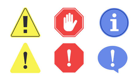 Exclamation marks, prohibition signs, and information symbol collections. Suitable for design...