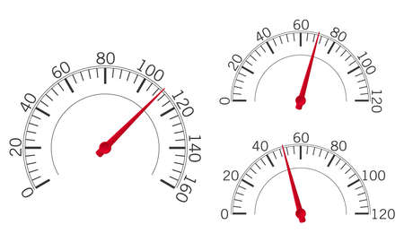 Vector illustration of speedometer gauge. Suitable for design element of speed meter, level measurement tool, and vehicle dashboard information instrument.のイラスト素材