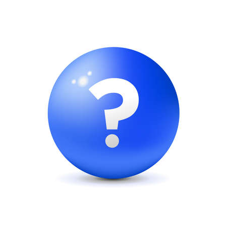 3D blue sphere with question mark. Suitable for design element of solution icon, FAQ, and problem solver guide symbol.のイラスト素材