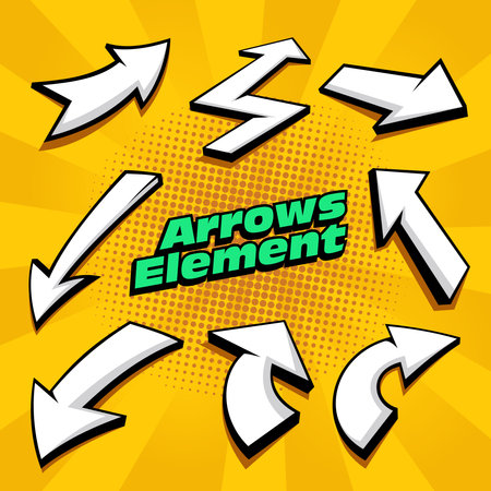 Cartoon arrows vector illustration. Suitable for comic, pop art, and cartoon design element.のイラスト素材