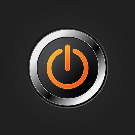 Power button vector illustration. Realistic on off button on black background.のイラスト素材