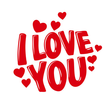 I love you hand drawn text. Suitable for valentine day and anniversary greeting. I love you vector.のイラスト素材