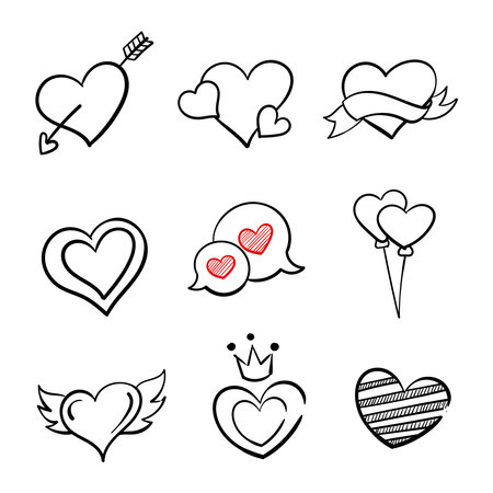 Hand drawn heart shape. Suitable for design element of love expression and valentine greeting template.のイラスト素材