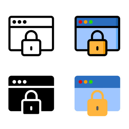 Site secutiry icon set. Suitable for cyber security icon element. Website protection symbol.のイラスト素材