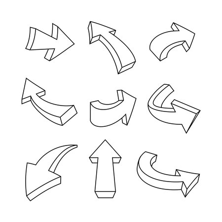 Outlined arrow element vector illustration. Suitable for direction sign, infographic element, and arrow cartoon set.のイラスト素材