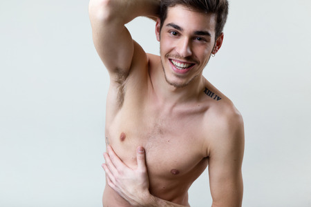 Portrait of elegant young handsome man. Studio fashion portrait.の写真素材