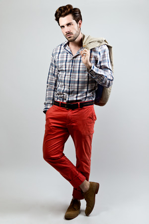 Elegant young handsome man. Studio fashion portrait.の写真素材