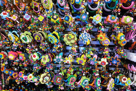 handmade flowers made from colorful Elegant hairpin, Thailand market.の写真素材