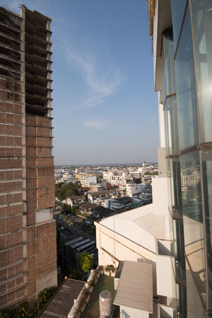 New and abandoned buildings in main cityの写真素材