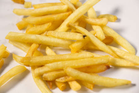 french fries on a white backgroundの写真素材
