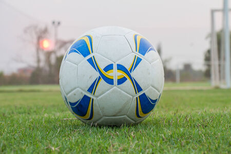 Soccer ball on the green grassの写真素材