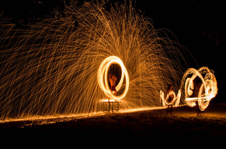 Show a circular fire motionの写真素材