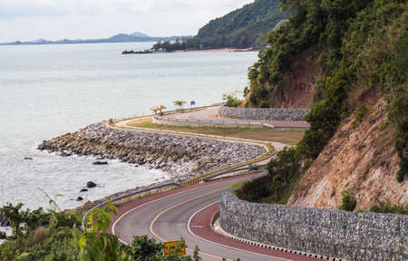 Winding Road along the beachの写真素材