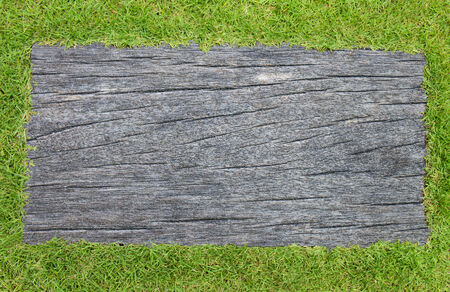 Grass and wood background frameの写真素材