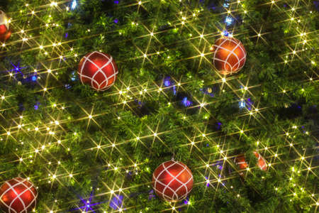 Christmas background with a red ornamentの写真素材