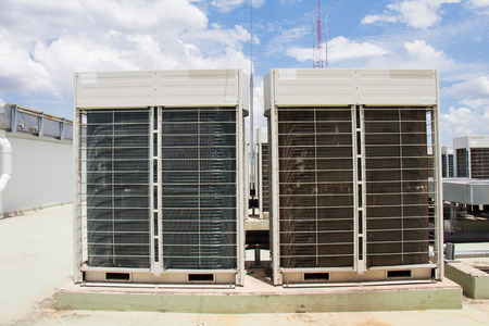 compressor of air conditioner install on the roof topの写真素材