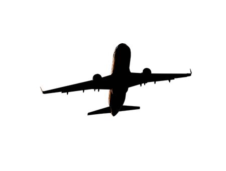 aircraft take off isolated on whiteの写真素材