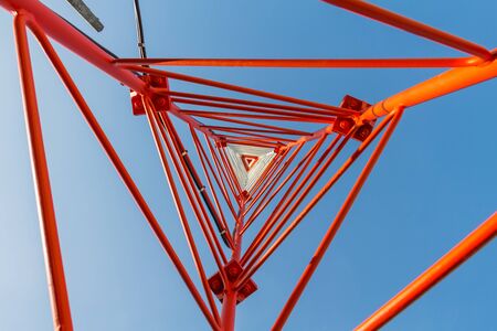 Bottom view communication tower 32 meterの写真素材