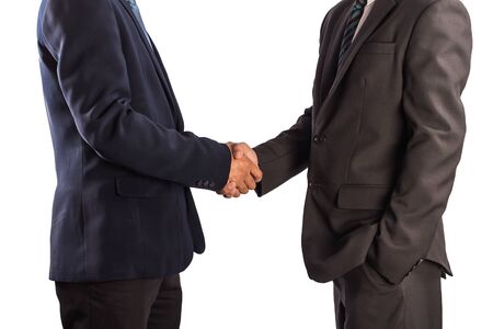 Two business men shaking hands, isolated on white.の写真素材