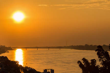Bridge across the Mekong River. Thai-Lao friendship bridge,の写真素材