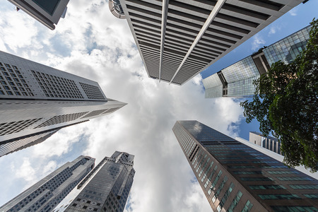 High-rise buildings in Singapore's central business district.の写真素材