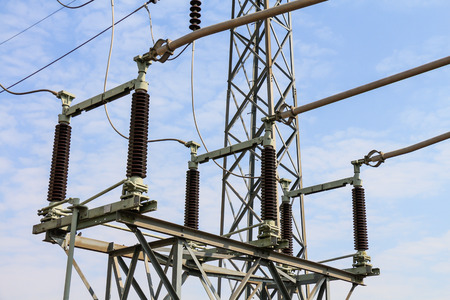 High volttage disconnecting switch in 115 kv sub station.の写真素材