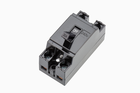 Circuit breaker 240v 30A isolated on white background.の写真素材