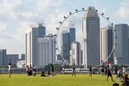 SINGAPORE - JAN 24 , 2016 : Marina Ã Â¸ÂºBarrage place for attractions of Singaporeans and tourists. Near Marina Bay. You can also see the building of a business and the Singapore Flyer, too.のeditorial素材