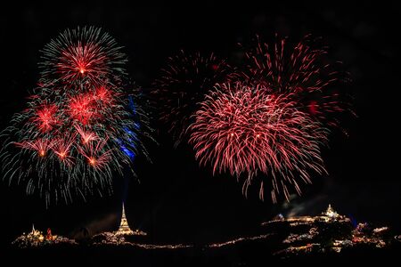 Fireworks Festival at Phra Nakhon Khiri (Khao Wang), Phetchaburi, Thailand.の写真素材