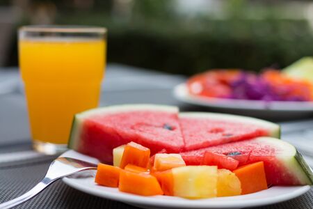 Mix fruit in braskfast.の写真素材