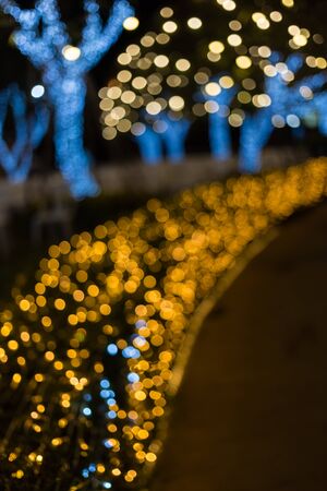 Defocus light from a light bulb decked in Christmas.の写真素材