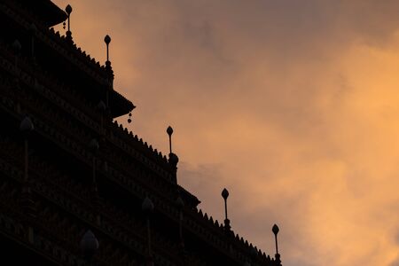 Silhouette of pagoda in the tenple.の写真素材