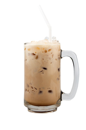 iced cocoe in glass on white background included clipping pathの写真素材