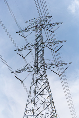 High volt transmission line electric pole.の写真素材