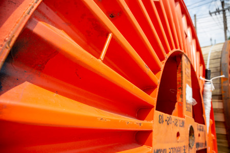 Electrical cable drum for underground cable electric system.の写真素材