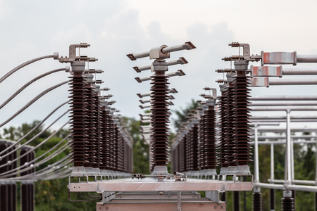 115 kV Dis connecting switch in sub station.Use for switching in switch yard.の写真素材