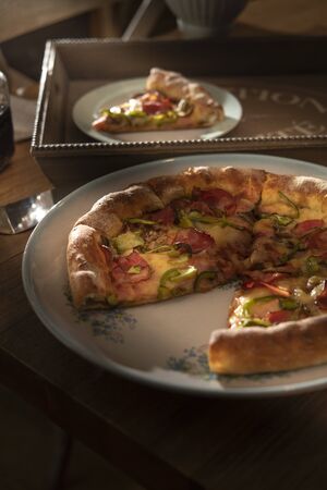 Pizza night with friendsの写真素材