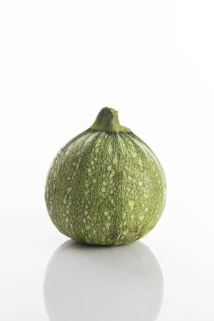 Fresh Round zucchini on a white backgroundの写真素材