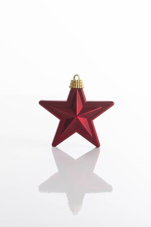 Red Christmas star ornamentの写真素材