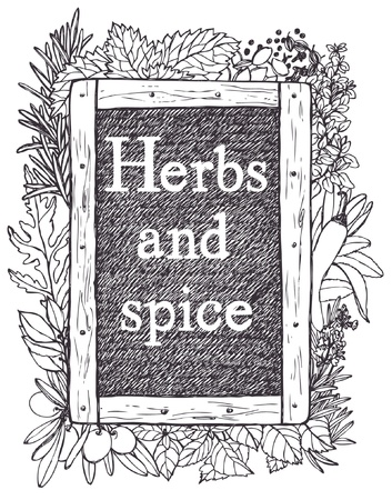 Slate and herbsのイラスト素材