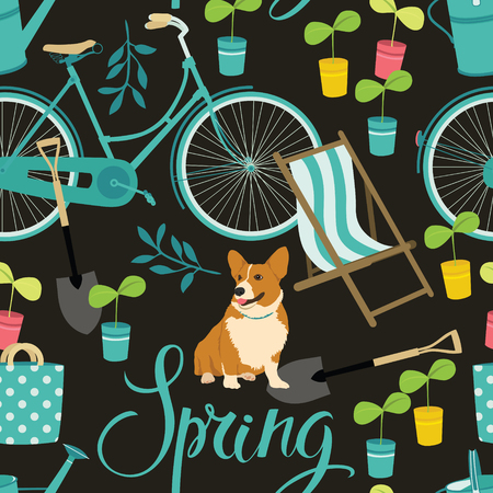 Spring gardening patternのイラスト素材