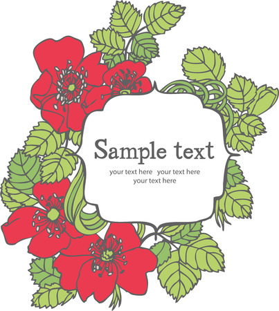 Red flowers with leaves  Design card のイラスト素材